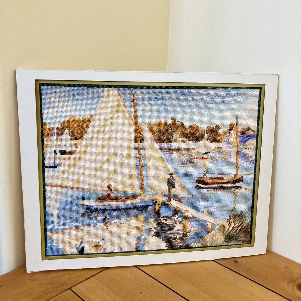 Sailing Boats Completed Cross Stitch Embroidery Janlynn Regatta Ship #102-13